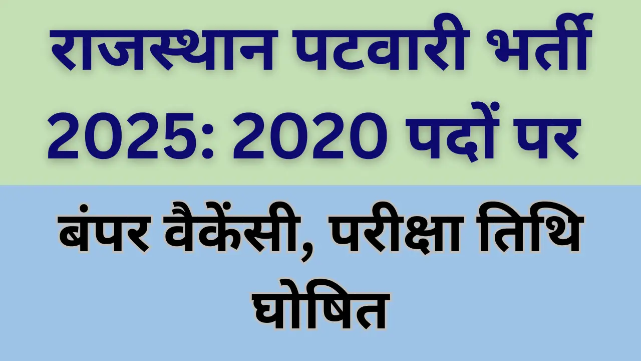 Rajasthan Patawari Recruitment 2025