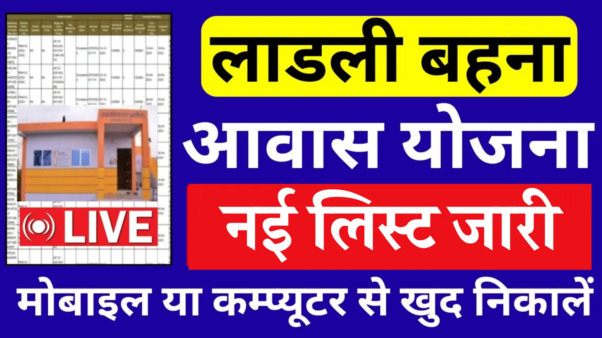 Ladli Behna Awas Yojana List Out